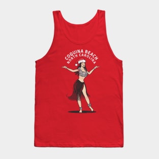 Coquina Beach, NC Christmas Vacationing Holiday Hula Girl Tank Top